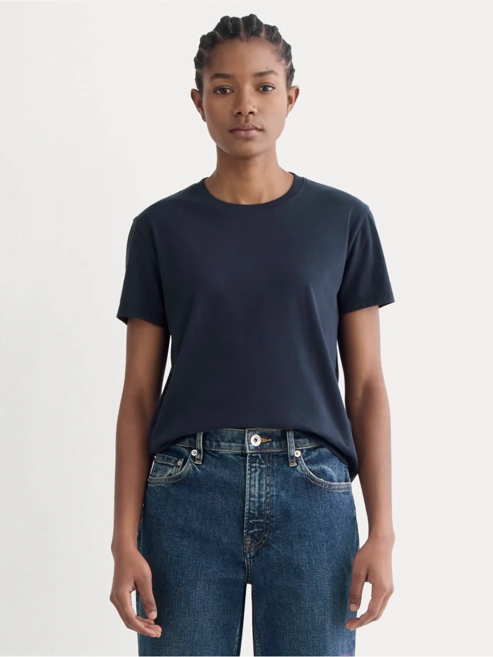 Everlane The Box-Cut Tee Essential Cotton Navy Size S NWOT